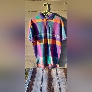 Vintage Ralph Lauren Polo Shirt Men L Colorful Short Sleeve Made In USA